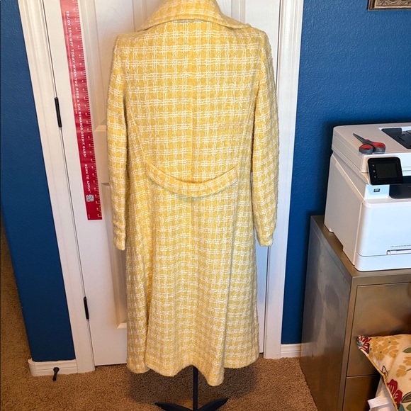 VINTAGE Yellow Plaid Long Coat - Picture 3 of 7